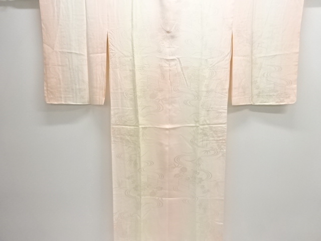 JAPANESE KIMONO / JUBAN / WOVEN STREAM WATER & PLANT